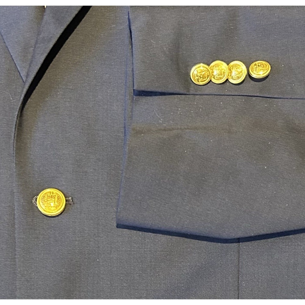 Oak Hill Blazer Sport Coat Wool 50R Blue Lined Gold Buttons Classic‎